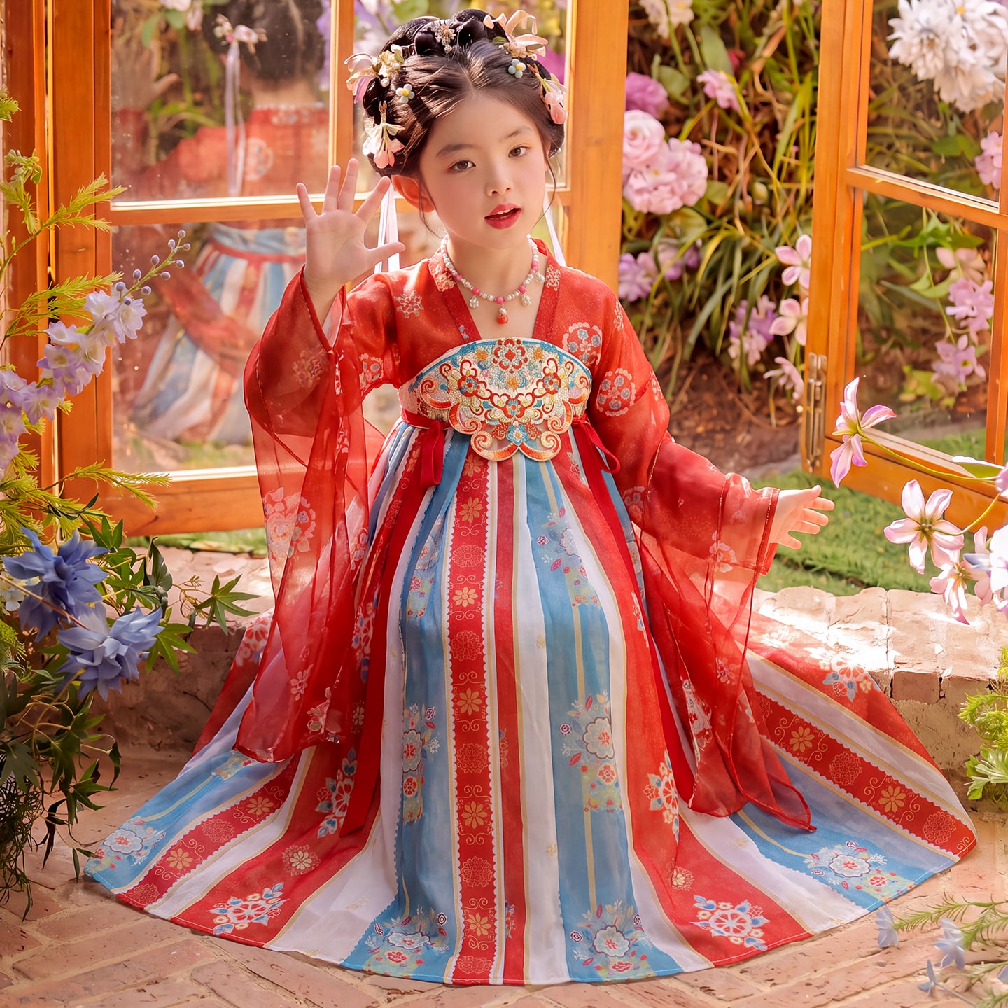 汉服女童秋季古风古装儿童2026新款中国风中秋绝美超仙公主连衣裙