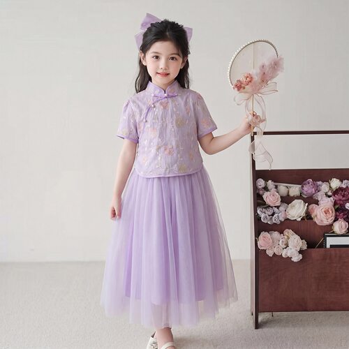 女童新中式旗袍套装夏季2026新款中国风裙子儿童古风超仙汉服夏款