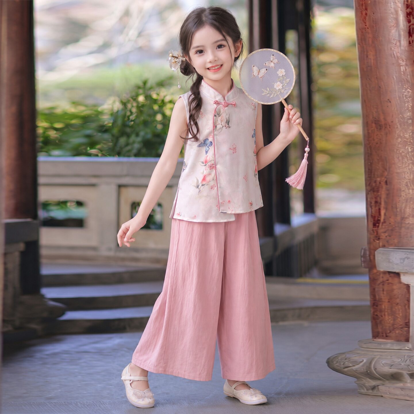 女童汉服2026新款小女孩旗袍女宝宝新中式两件套夏季儿童国风套装