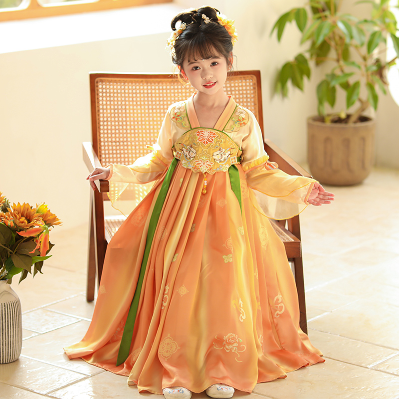 女童汉服春秋国风连衣裙2024
