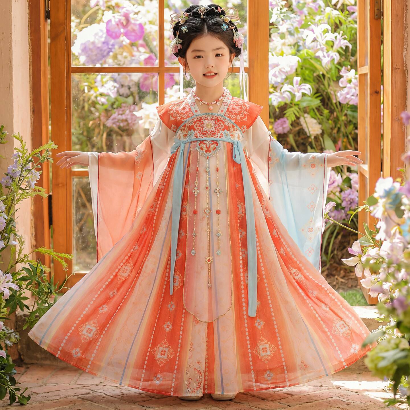 女童汉服春季2026新款儿童古风襦裙超仙连衣裙唐装女孩公主裙春款