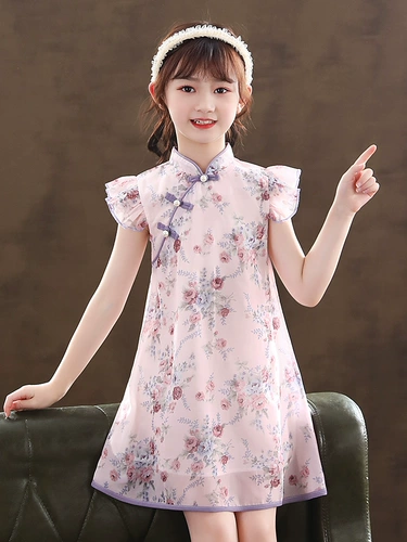 Ципао, летняя летняя одежда, тонкое ханьфу, наряд маленькой принцессы, юбка, в западном стиле