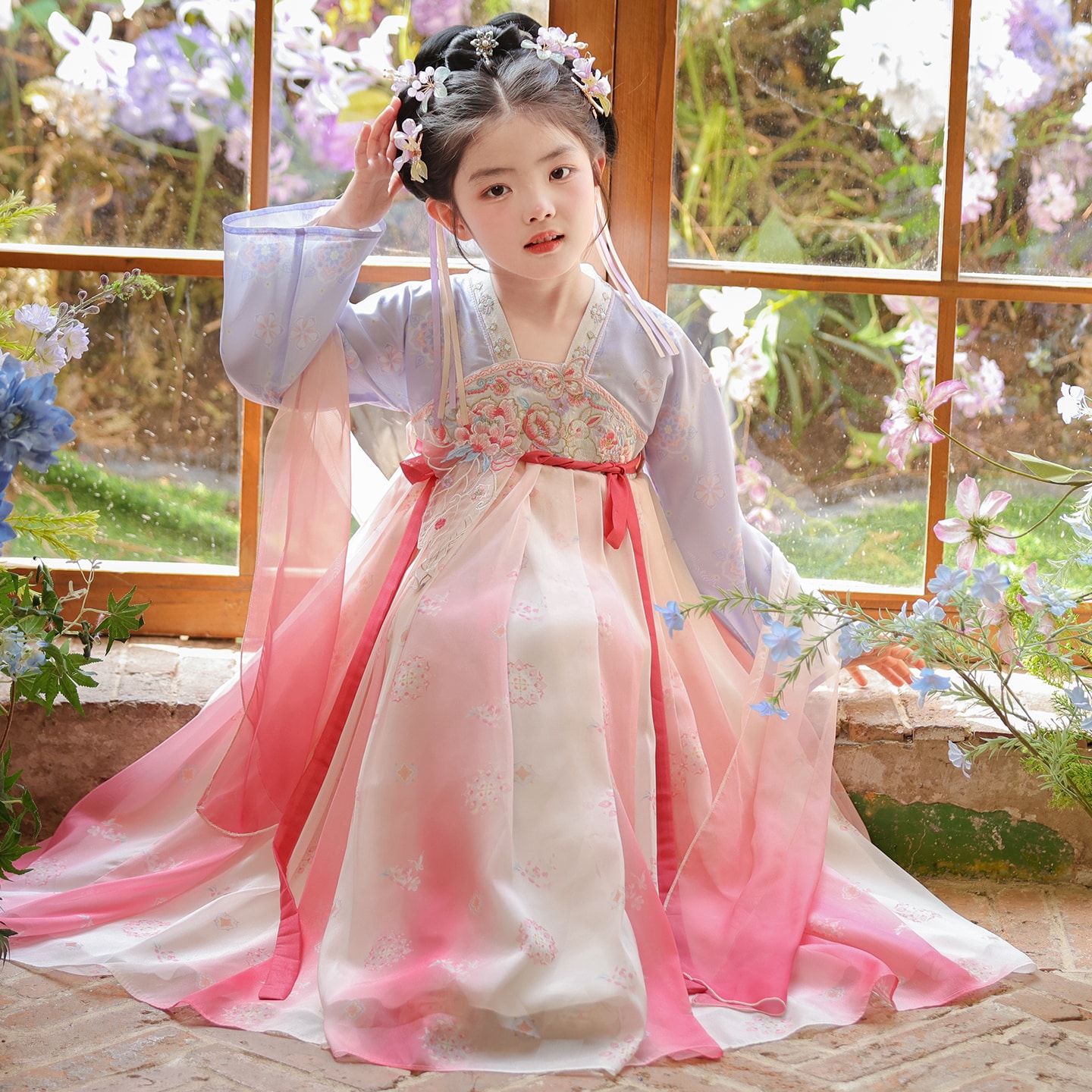 女童汉服秋装2026新款儿童唐装公主连衣裙小女孩中秋表演古装襦裙
