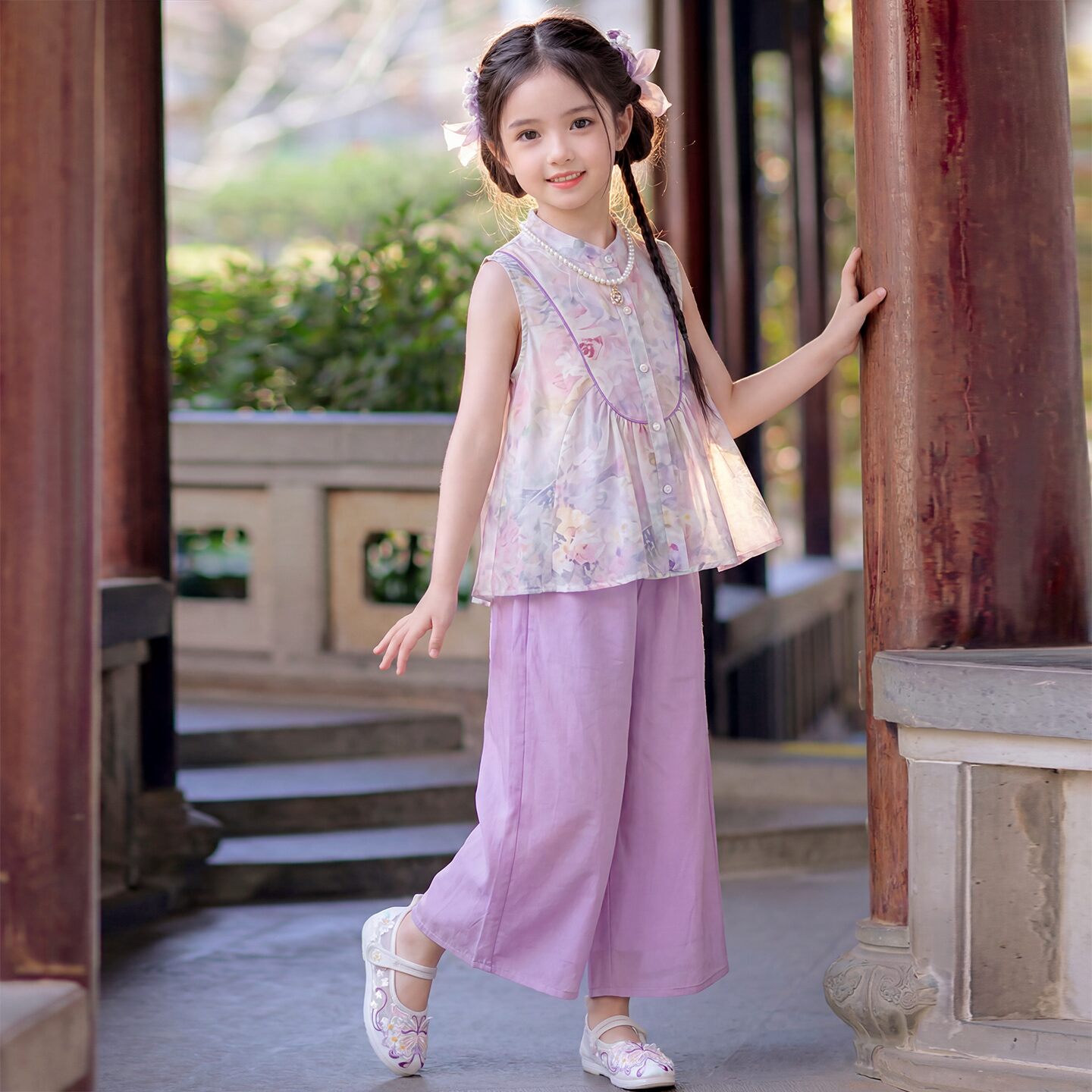 女童汉服夏装2026新款儿童国风新中式旗袍套装小女孩古装两件套夏