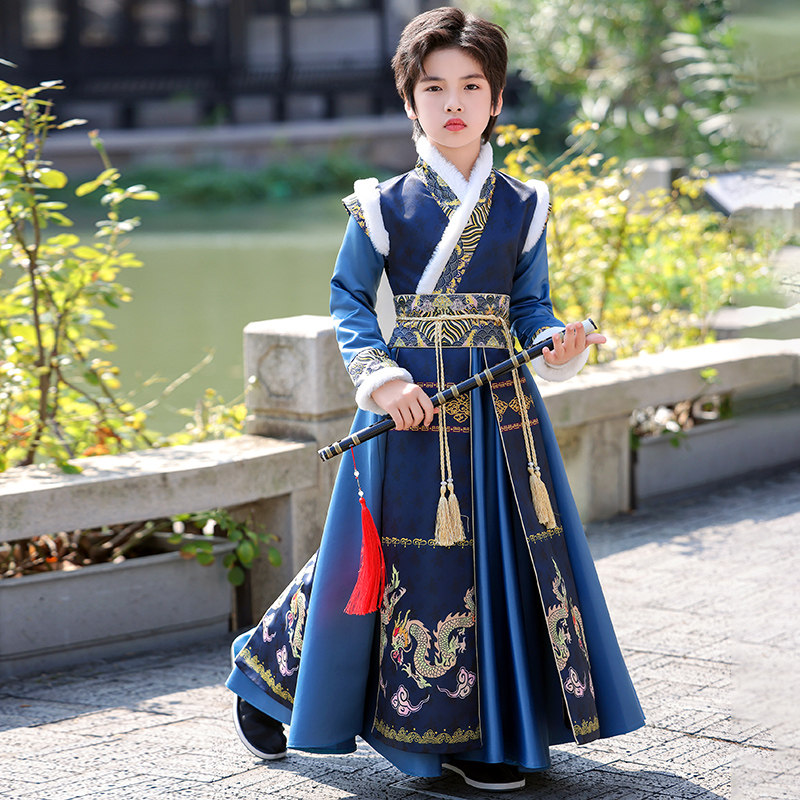 男童汉服2026新款秋冬儿童国风唐装新中式古风国学服冬装帅气古装