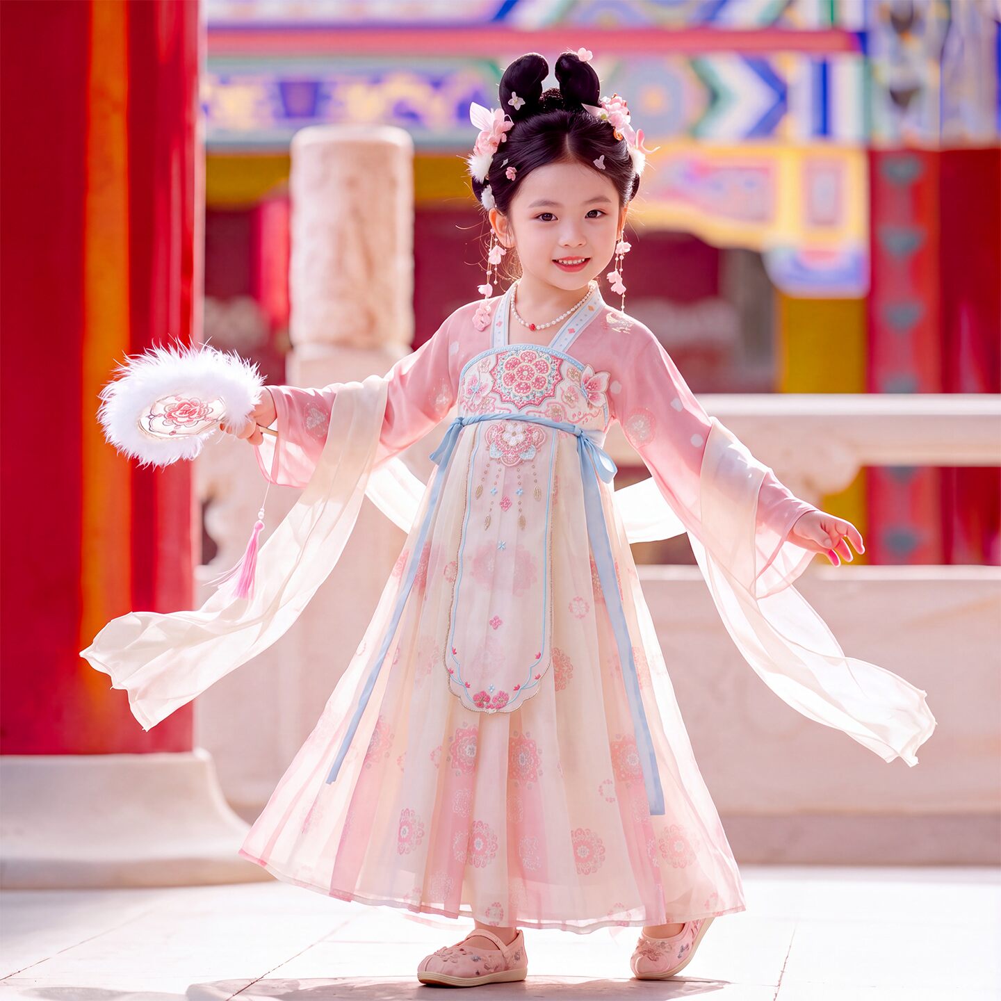 汉服女童秋装宝宝中国风超仙气中秋襦裙小女孩古装连衣裙儿童唐装