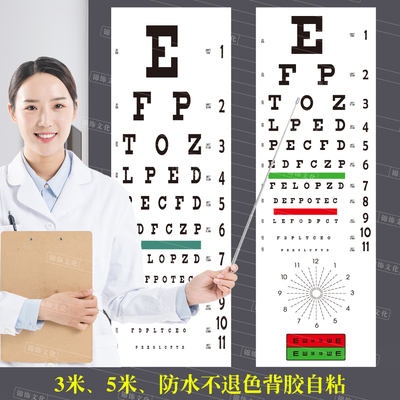 视力表儿童墙贴eE字近用眼镜店5米3米2.5米医院体检幼儿园空军c字