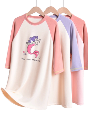 棉巧女童睡裙双面德绒睡袍家居服