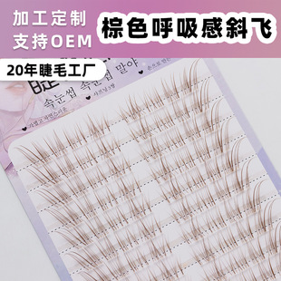 棕色破碎感透明斜飞假睫毛妈生单簇仙子毛自然仿真睫毛狐系眼睫毛