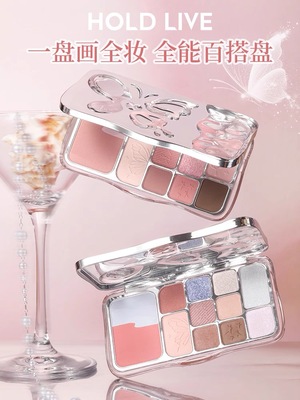 HOLD LIVE雾境蝶影综合粉盘12色蝴蝶眼影 粉蓝撞色珠光闪粉腮红盘
