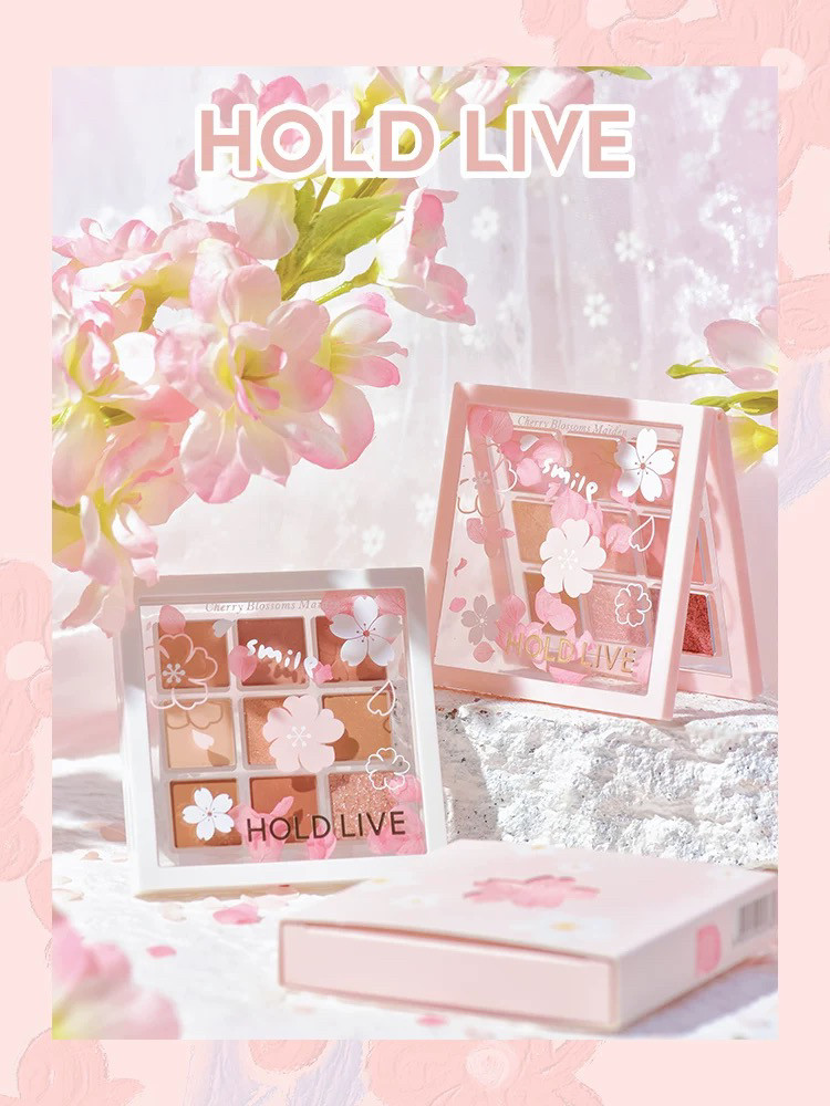 HOLD LIVE落舞樱花眼影盘403藕灰奶茶大地色珠光哑光九色花瓣盘