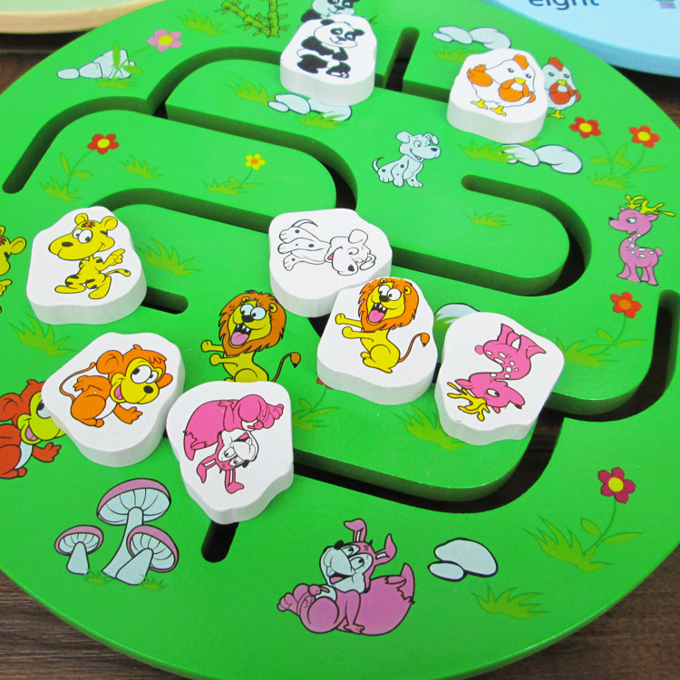 木制早教益智力迷宫玩具动物数字找位配对游戏幼儿园锻炼识别能力