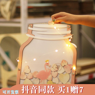 火烈鸟爱心木片相画框指纹签到树创意婚礼庆生日布置道具用品定制