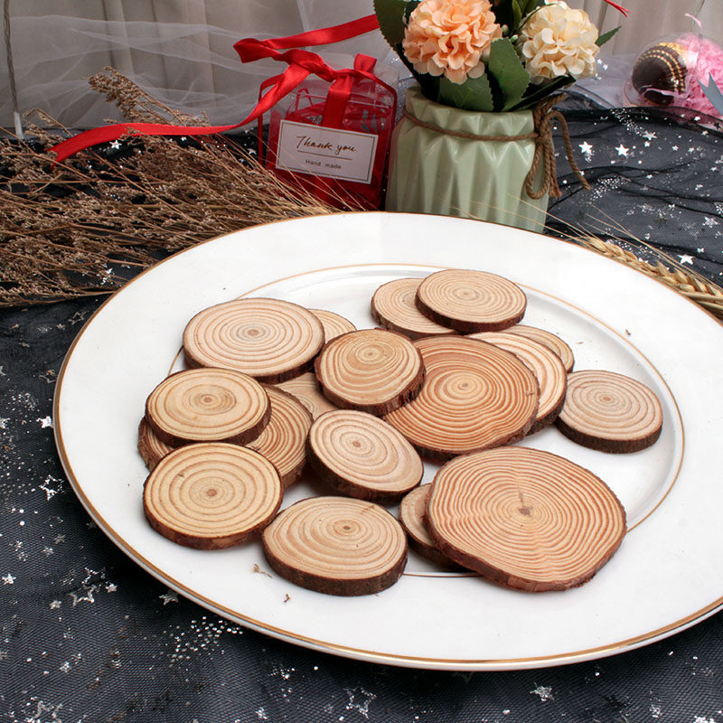 年轮木片天然原木签到祝福片投币卡圆形婚礼年会生日爱心签字签名