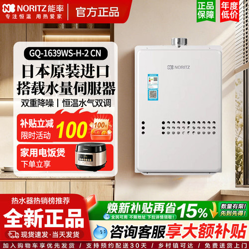 NORITZ/能率GQ-1639WS-H-2 CN进口燃气热水器水伺服防冻20/2437WS