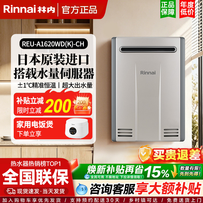 Rinnai/林内 REU-A1620WD(K)-CH室户外进口燃气热水器2024/2426