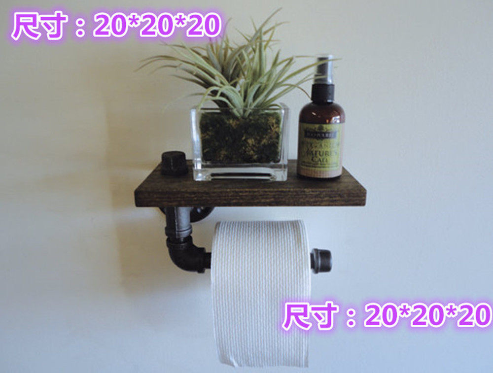 美式乡村复古铁艺浴室搁板做旧置物架厕所壁挂毛巾水管纸巾架架子