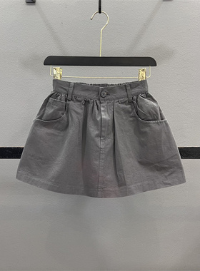 复古辣妹洗水棉休闲短裙女2026春夏防走光高腰显瘦A字蓬蓬半身裙