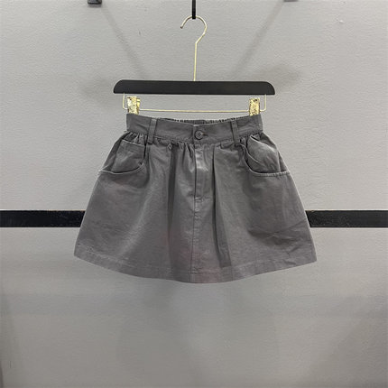 复古辣妹洗水棉休闲短裙女2025秋季防走光高腰显瘦A字蓬蓬半身裙