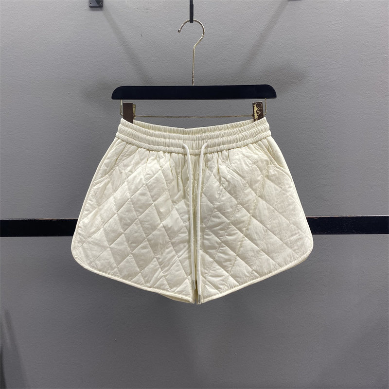 菱格加厚夹棉短裤女2025秋冬松紧腰抽绳宽松显瘦A字休闲阔腿靴裤,女装/女士精品,休闲裤,淘宝优惠券,粉丝福利购,淘宝优惠卷