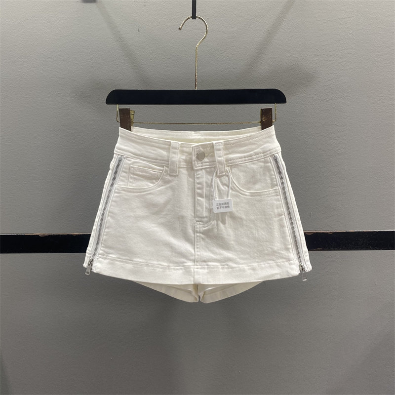 设计感拉链白色牛仔半身裙女2026春夏修身显瘦辣妹A字包臀短裙裤