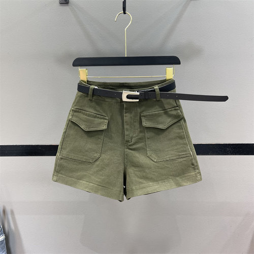 工装牛仔短裤女休闲口袋阔腿裤