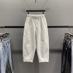 小个子宽松显瘦九分老爹哈伦裤 新款 子 女2026春季 松紧腰休闲萝卜裤