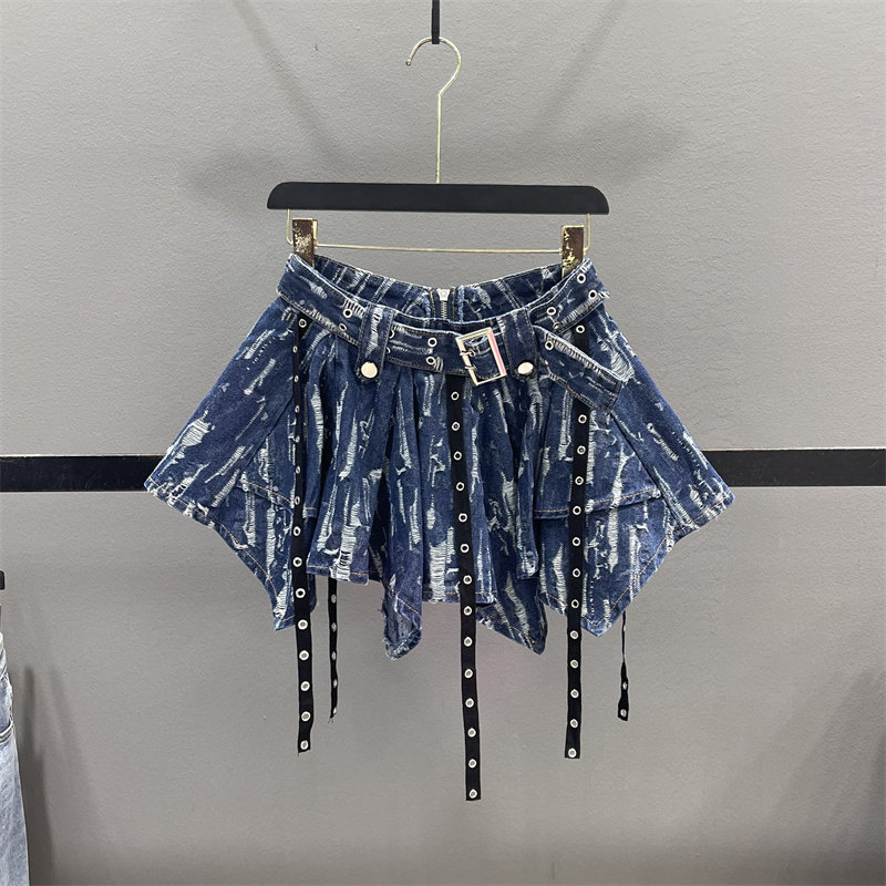 不规则辣妹牛仔半身裙女A字短裙