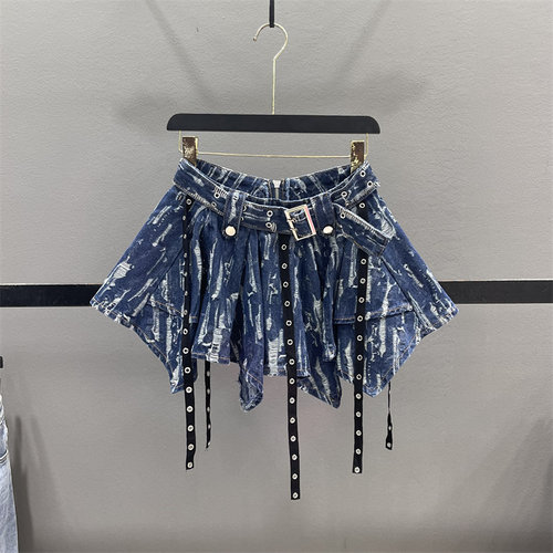 不规则辣妹牛仔半身裙女A字短裙