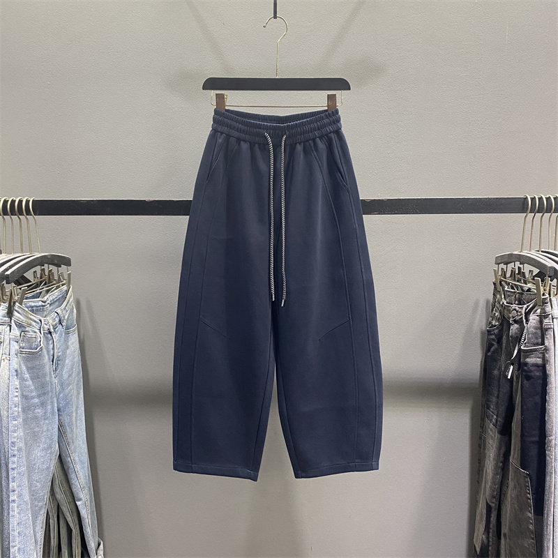 休闲运动卫裤女2026春季新款松紧腰宽松小个子九分阔腿哈伦老爹裤