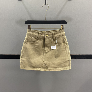 复古牛仔半身裙女高腰弹力显瘦辣妹A字包臀短裙 清仓不退换