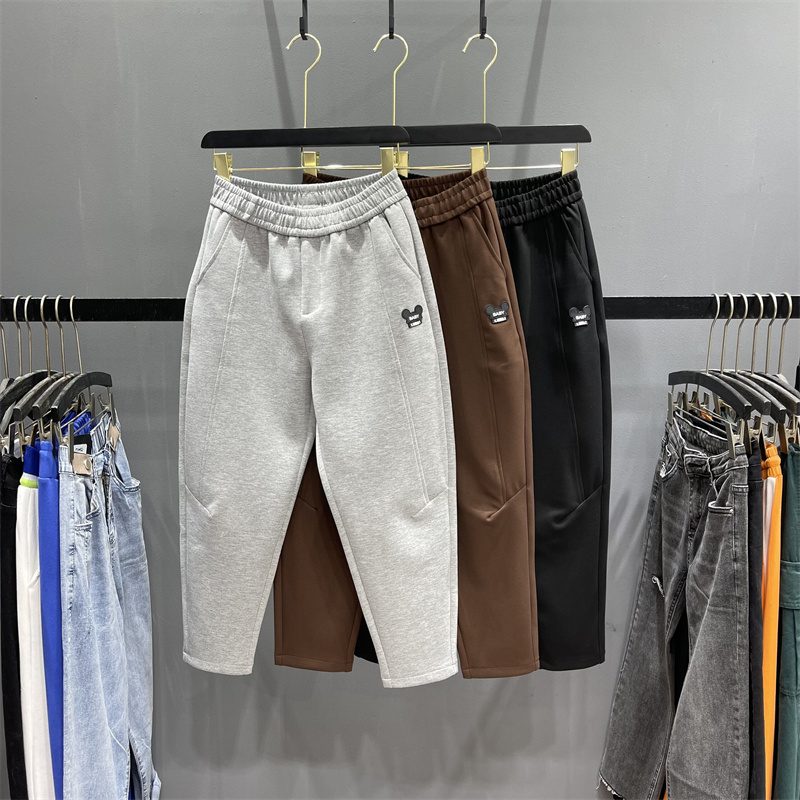 欧货2025春秋新款松紧腰休闲哈伦裤女九分宽松显瘦运动萝卜裤卫裤