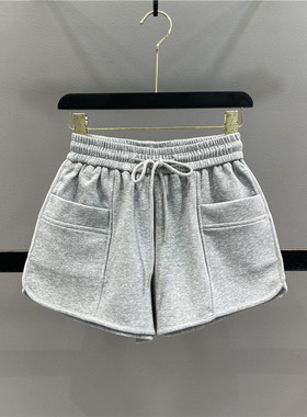2026夏季新款灰色休闲运动短裤女松紧腰百搭宽松显瘦A字阔腿热裤