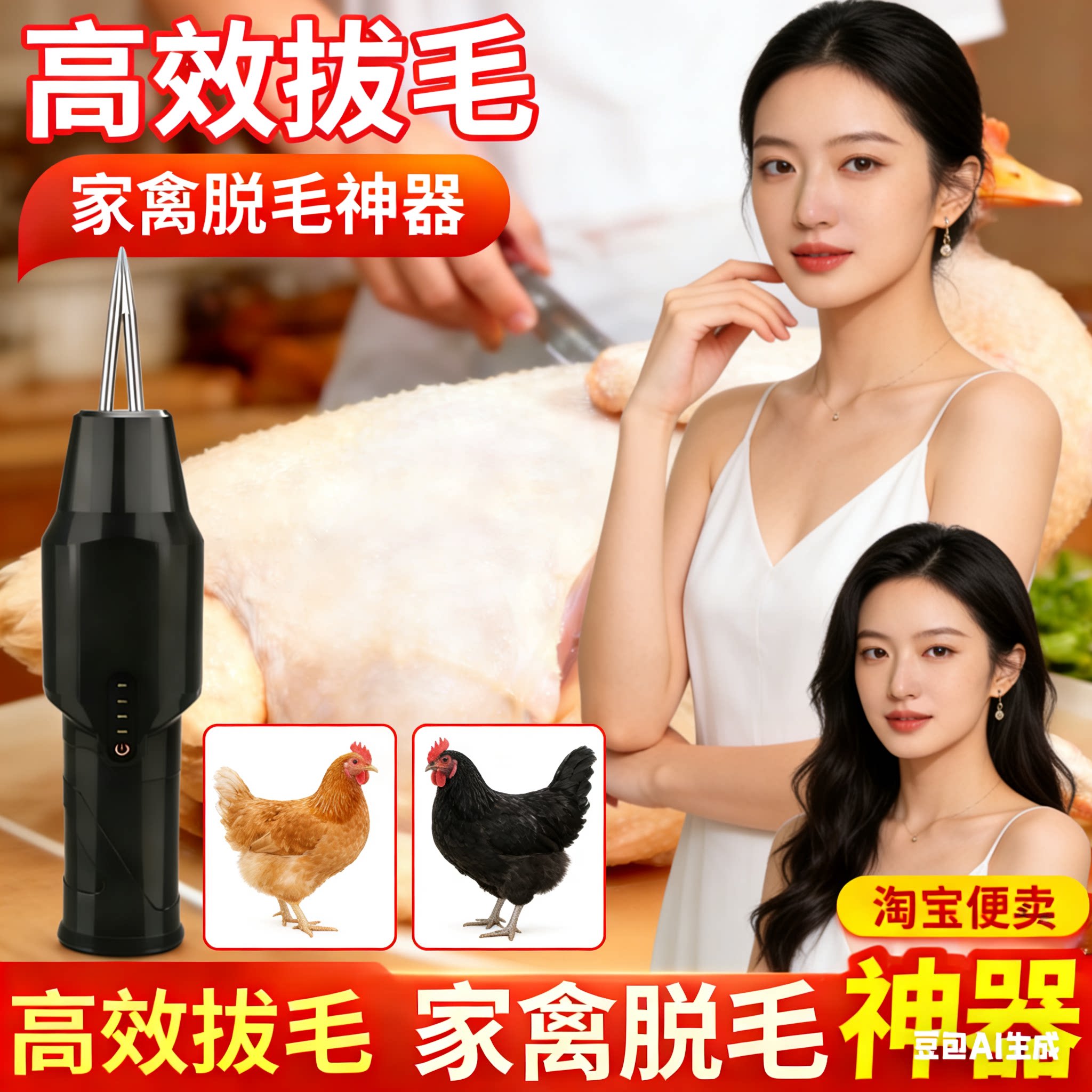 电动家禽脱毛仪鸡鸭鹅猪大马力拔毛神器全自去商用家用大功率夹子