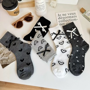 秋冬新款 中筒袜 袜子女长筒堆堆袜100%纯棉韩版 日系ins潮配鲨鱼裤