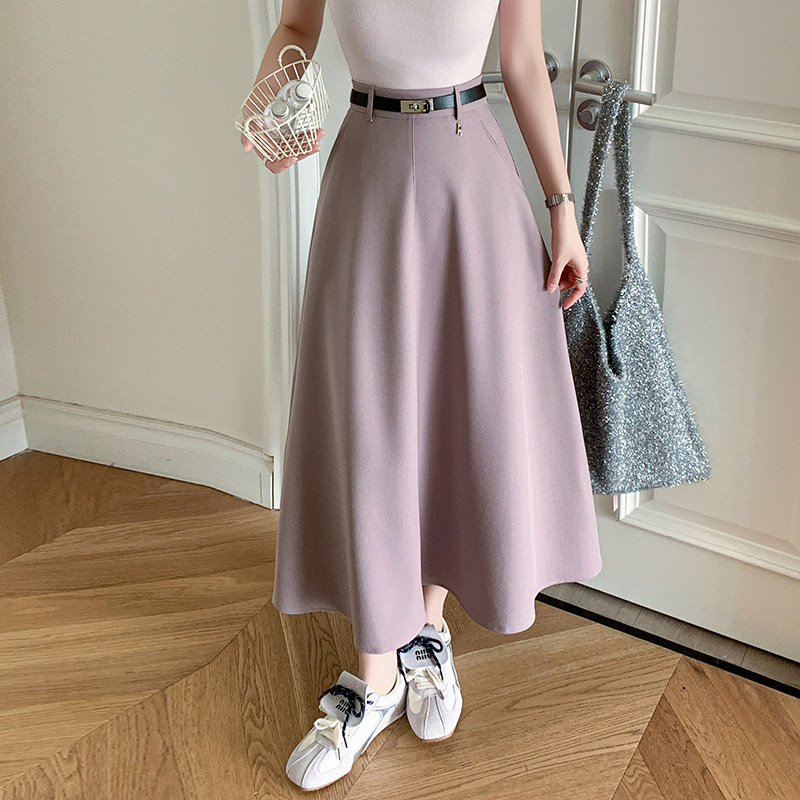 中长款半身裙2026春夏新款高腰A字大摆半裙遮胯显瘦百搭西装长裙