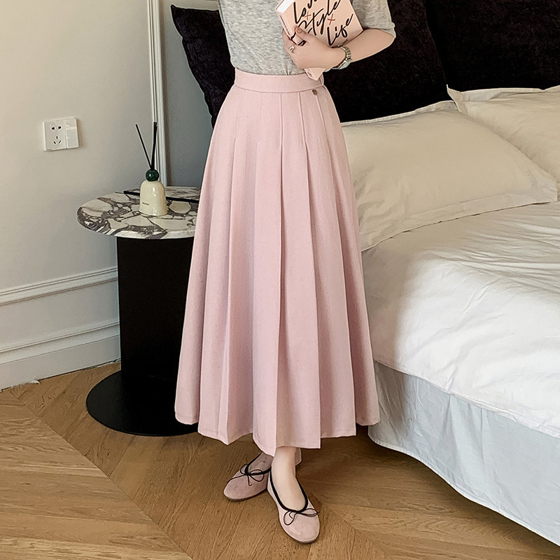 高级感西装半身裙女新款春秋季休闲松紧高腰显瘦大摆百褶a字伞裙