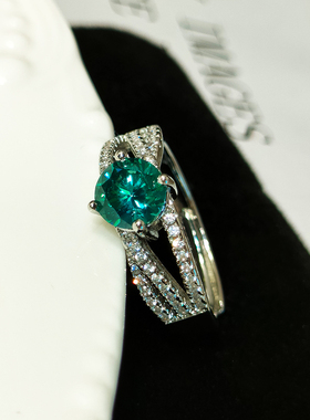 气质蓝绿莫桑钻戒结婚女快手爆款