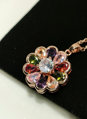 水晶项链五彩十字链女