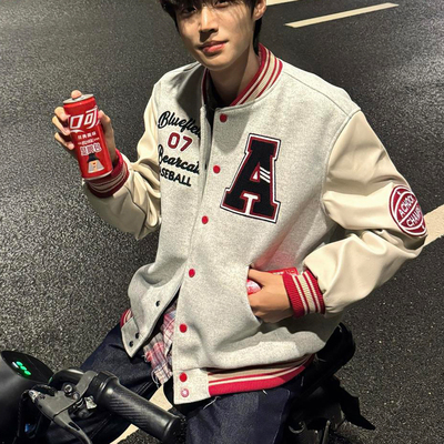 美式高街重工刺绣字母外套男款