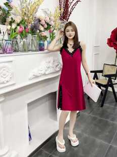 2024大码性感吊带背心睡衣女款夏季胖妹妹显瘦蕾丝花边睡裙潮