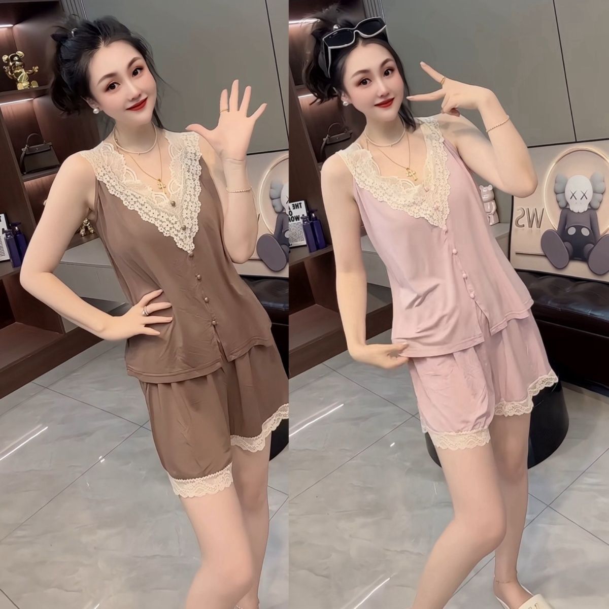 夏季新款睡衣套装大码性感吊带蕾睡衣/家居服套装