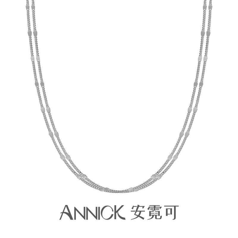 纯银单层闪片个性百搭双层锁骨链