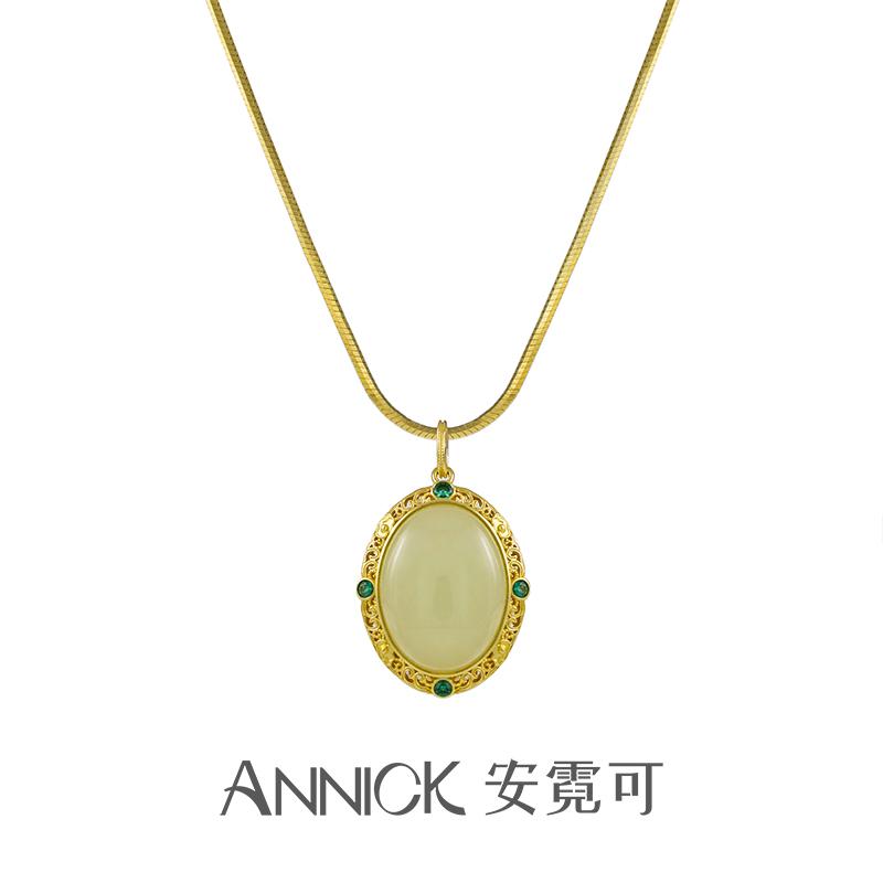 纯银和田玉双面可戴生日礼物女士