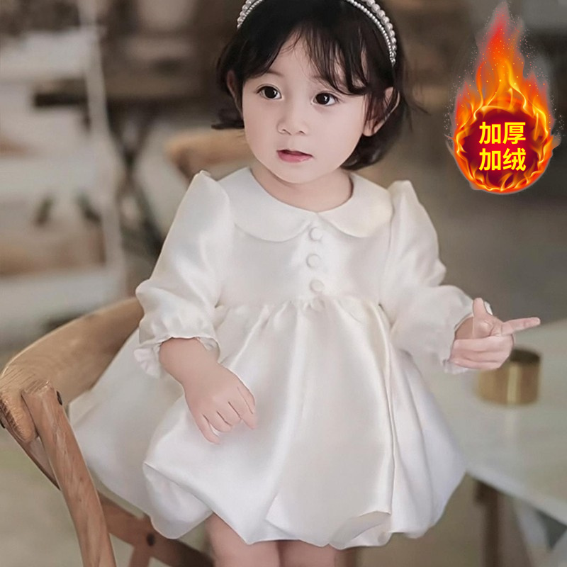 魔啦小姐公主裙生日抓周礼服花童婚纱蓬蓬裙秋冬新款高端连衣裙绒