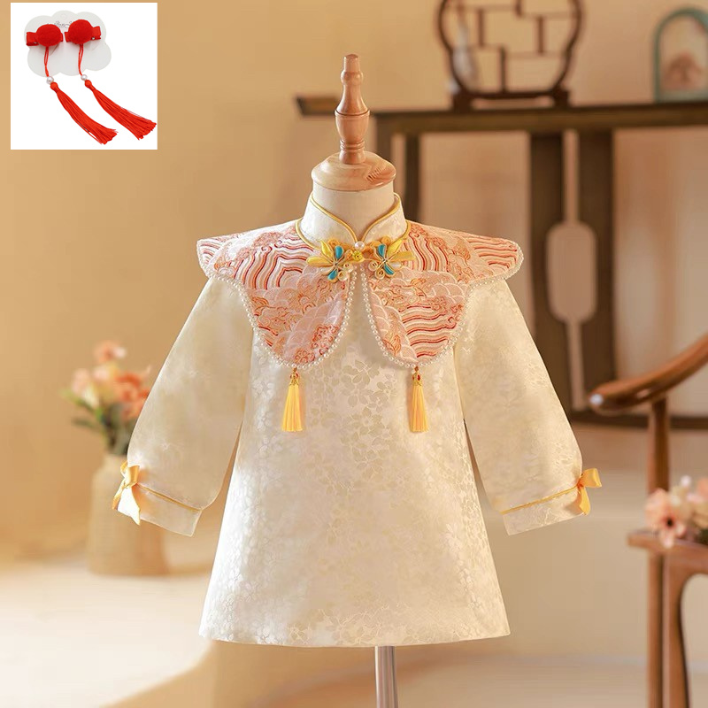 中式周岁礼服女童旗袍加绒