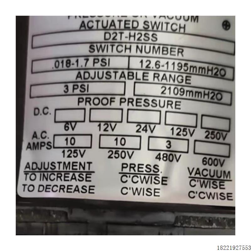 议价D2T-M80SS A80SS A150SS H150SS压力开关议价