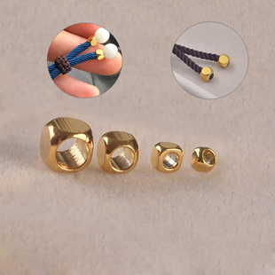 10个 加厚电镀18k铜包金珠小方珠手工绳diy手串材料配件大孔散珠