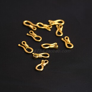 古法金镀金S扣手链项链链接扣头尾扣DIY饰品配件鱼钩扣问号扣勾扣