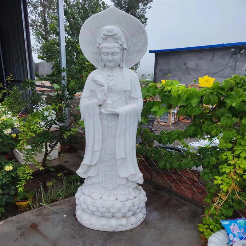 观音菩萨汉白玉石雕 观世音菩萨雕像 滴水观音 杨柳观音 寺庙观音